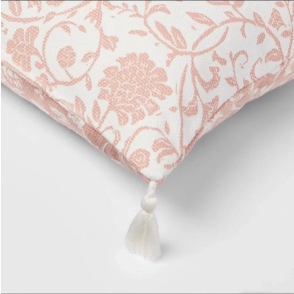 Floral-Printed Reversible Lumbar Throw Rose & Cream Pillow - Threshold